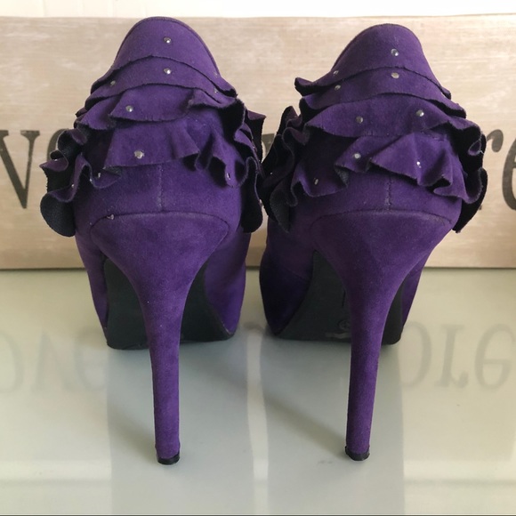 Bamboo Purple Rhinestone High Heels - 10 - Picture 2 of 8